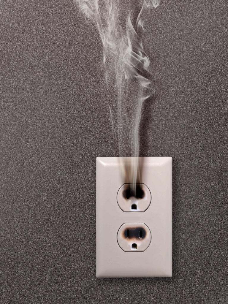 hot outlet with smoke