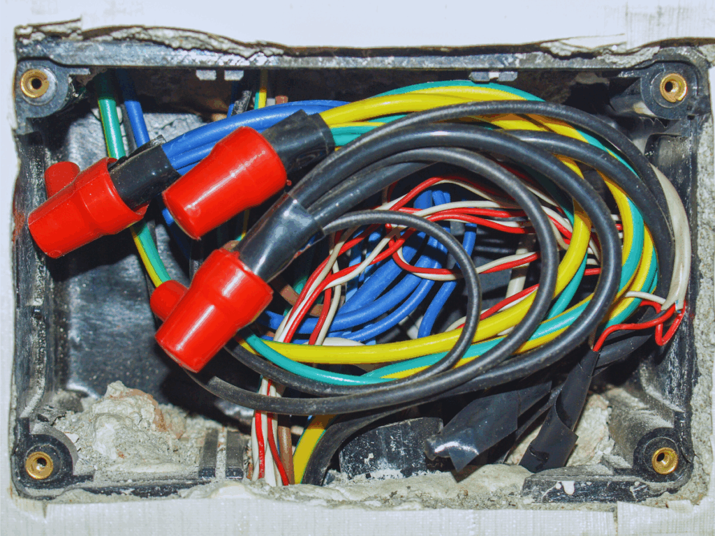 junction box with electrical wires in it